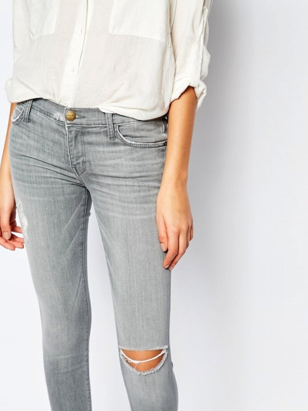 Current Elliott Rig Destroy Released Hem Gray Wash 24